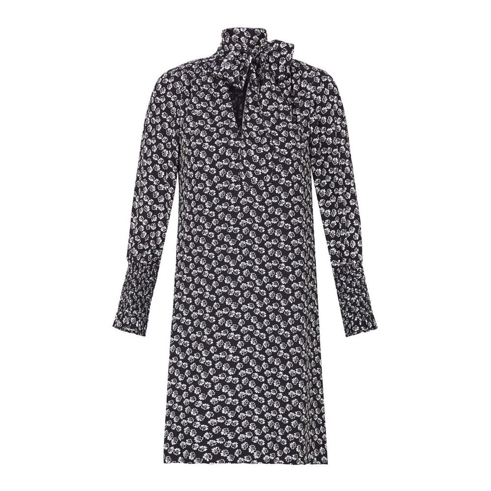 REBECCA TAYLOR Rue Silk Scarf Tie Neck Shift Dress Smock Sleeve Saks 4 NWT $450
